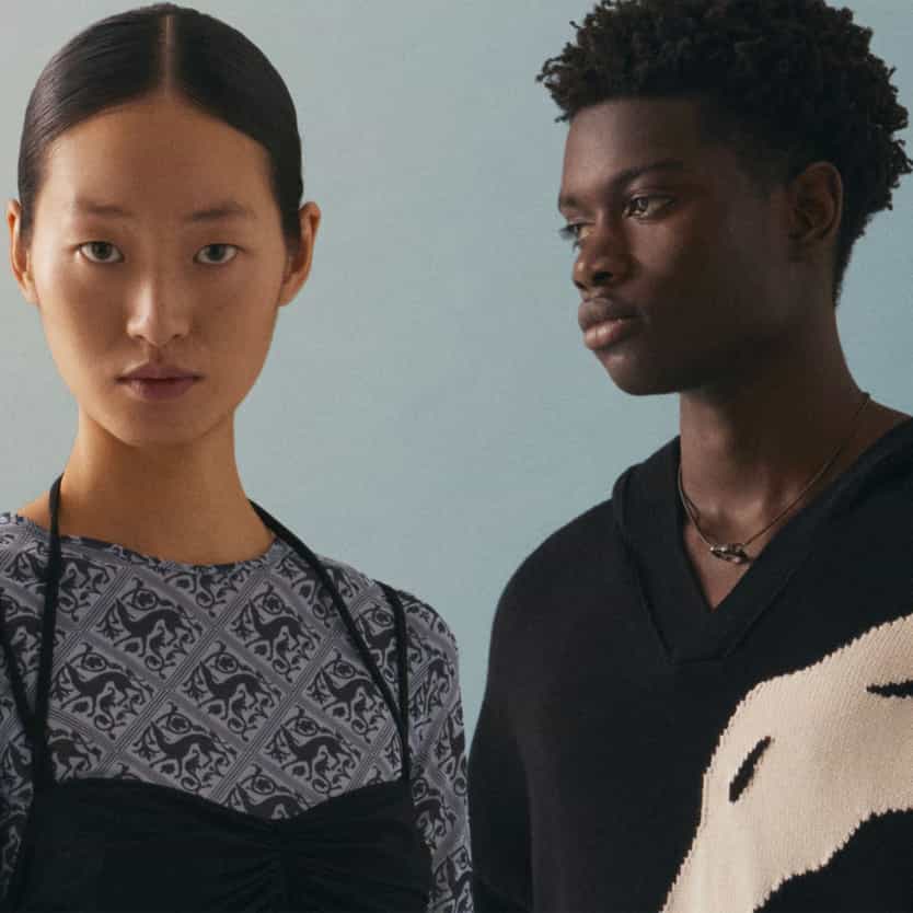 Trussardi woman and man in modern fashion