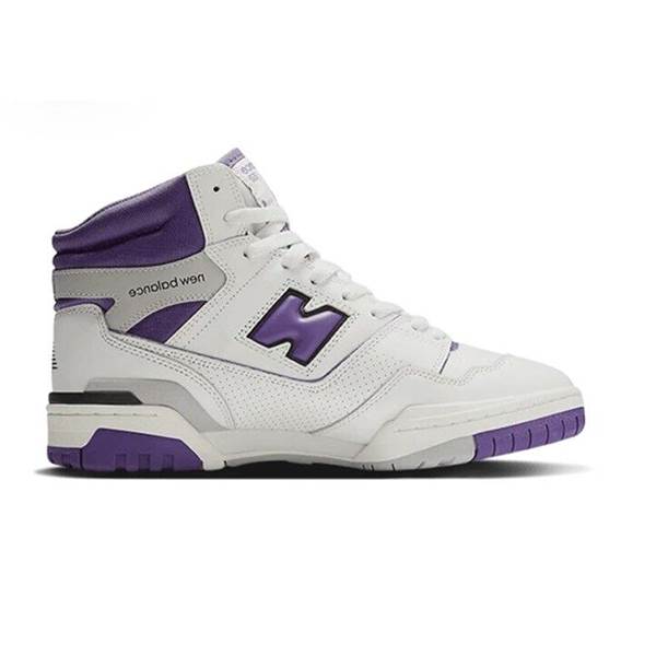 Violet and white hightop New Balance sneaker
