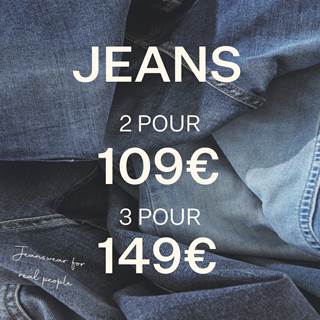 2 jeans for 109€, 3 jeans for 146€ on adult collection.

2 jeans for 65€, 3 jeans for 90€ on kids collection.