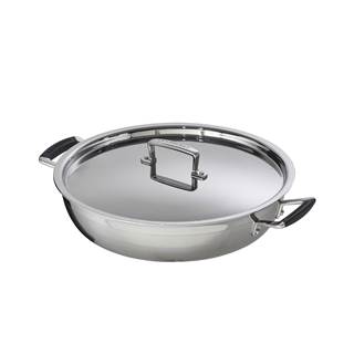 3-ply professional pan, 30cm, with cover, , stainless steell with silicone grip