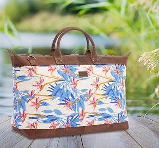 on selected items such as The Hunter Weekender, in limited edition strelitzia print on Canvas...