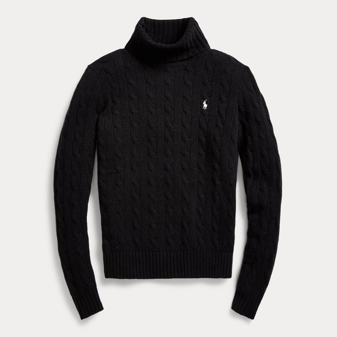 ralph lauren cable knit turtleneck sweater