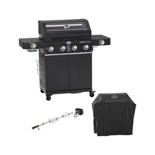 BBQ Station VIDERO G4-S Nero incl. cover hood and rotary spit