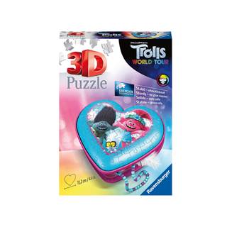 3D Puzzle - Heart Shapded Box - Trolls